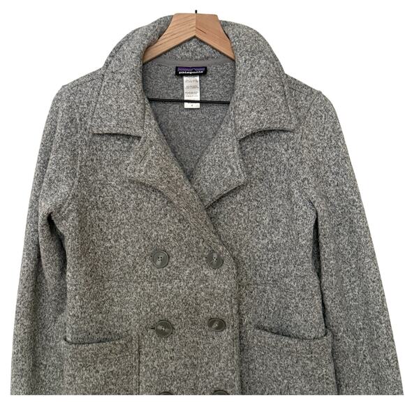 Patagonia Womens Better Sweater Gray Double Breasted Peacoat Jacket Size Medium - Picture 8 of 10